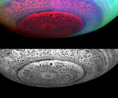Снимки южного полюса в 10 раз более чёткие, чем полученные в ходе предыдущего "подлёта" спутника (фото NASA).
